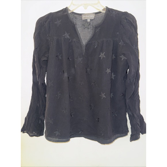 Michael Stars Tops - Michael Stars Black Star Blouse XS Semi Sheer Long Sleeves Whimsigoth